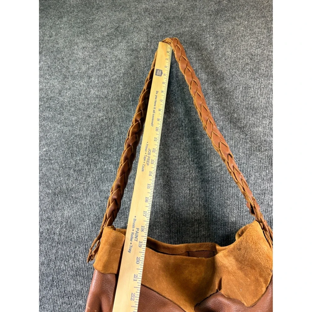Handmade Leather Suede Hobo Bag Braided Strap Concho Brown Southwestern‎ Boho